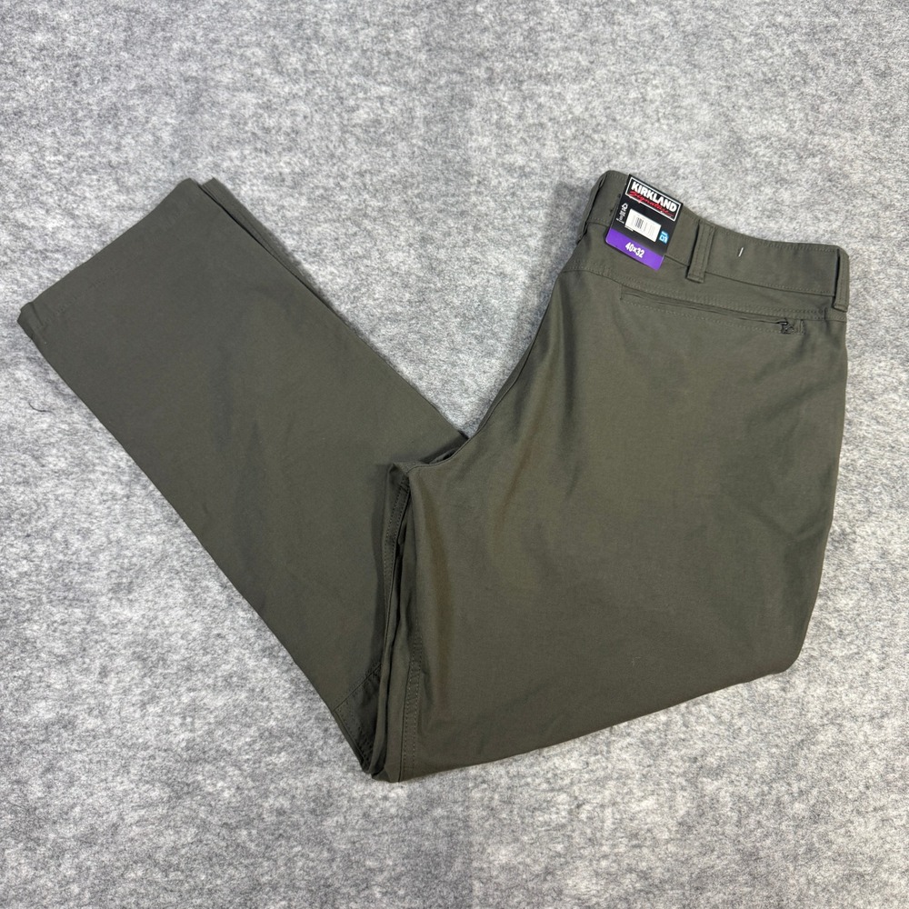 Kirkland Signature Mens Stretch Tech Pants 40x32 Olive Green Performance Utility